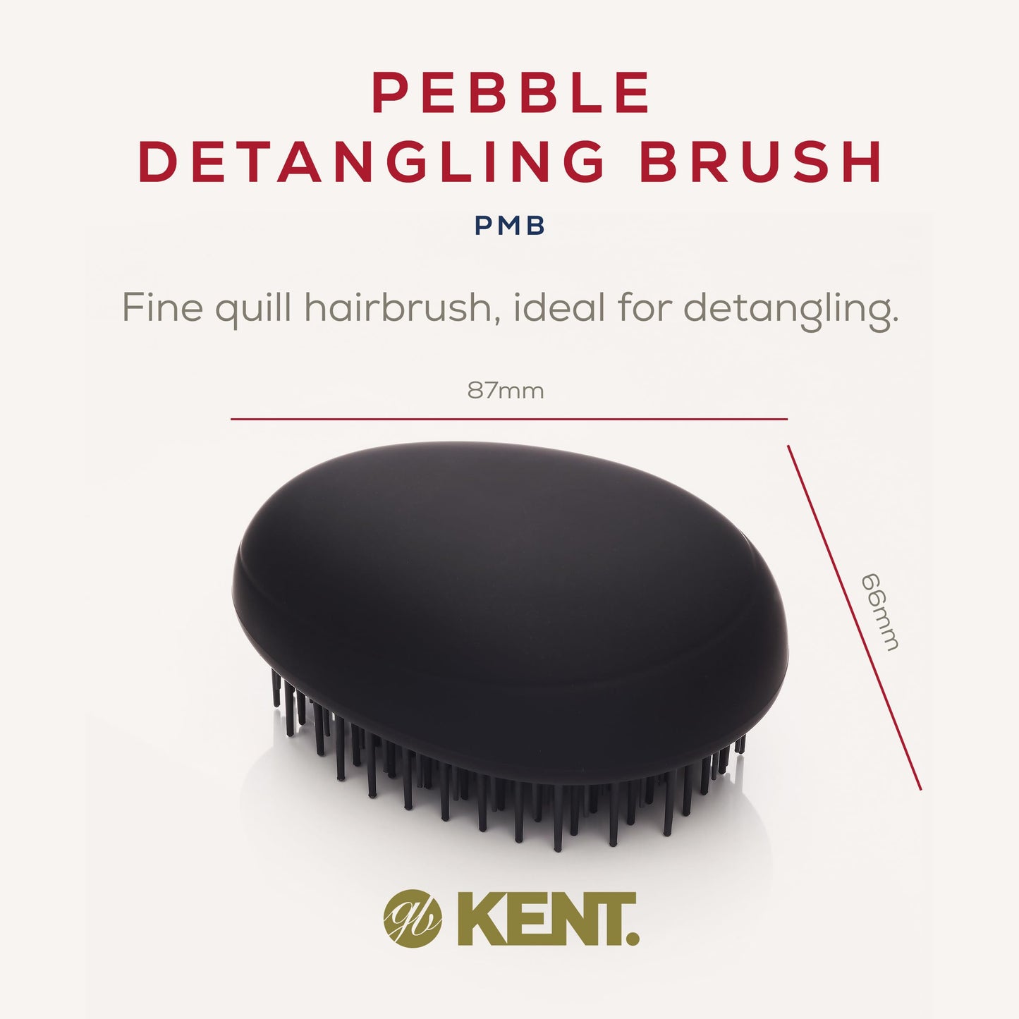 Kent PMB Black Pebble Scalp Massager Shampoo Brush, Shower and Travel Size Detangling Brush - Scalp Scrubber for Dandruff and Kids Hair Detangler - Hairbrush for Tangles