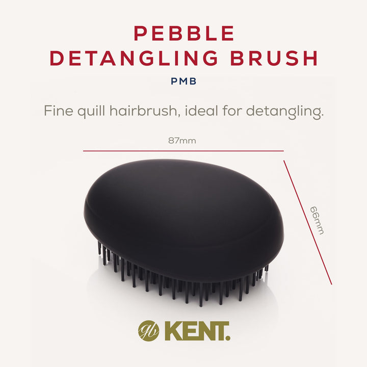 Kent PMB Black Pebble Scalp Massager Shampoo Brush, Shower and Travel Size Detangling Brush - Scalp Scrubber for Dandruff and Kids Hair Detangler - Hairbrush for Tangles