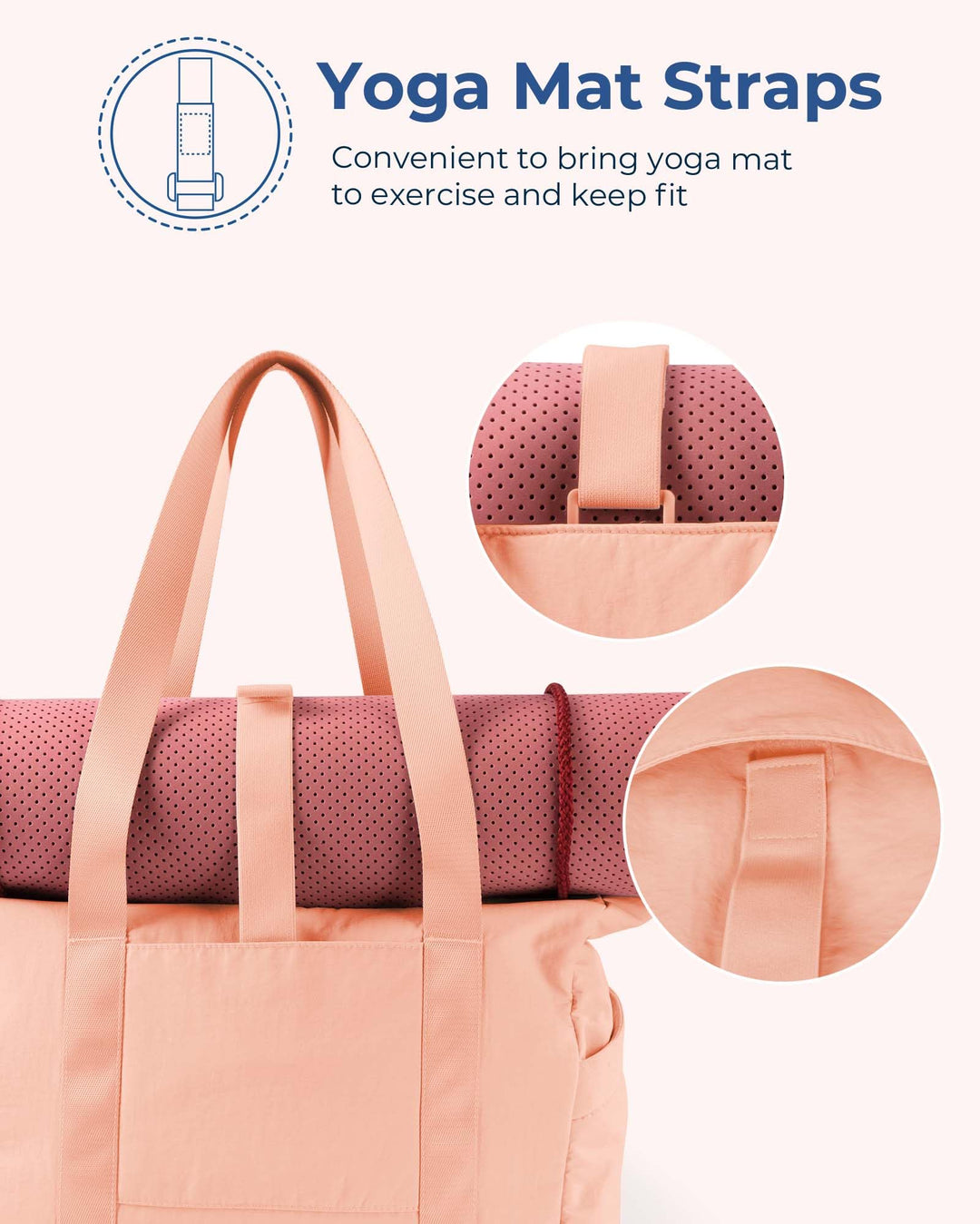 BAGSMART Tote Bag for Women with Zipper, Gym Tote with Compartments, Laptop Work Tote Nurse Dance Yoga Bag for Sport, Travel