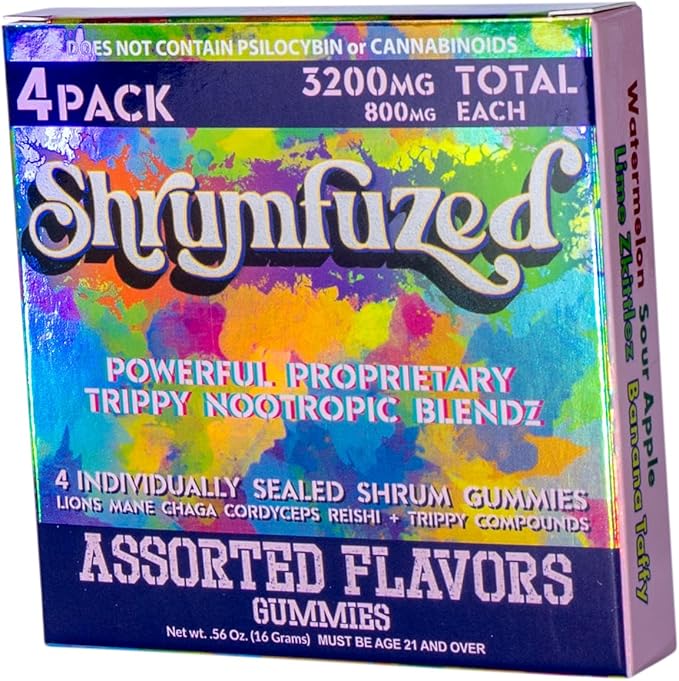 Proprietary Nootropic Gummy 3200mg - Lion's Mane, Reishi, Chaga, and Cordycep Nootropic Tripee Mushroom Blend (4, Assorted)