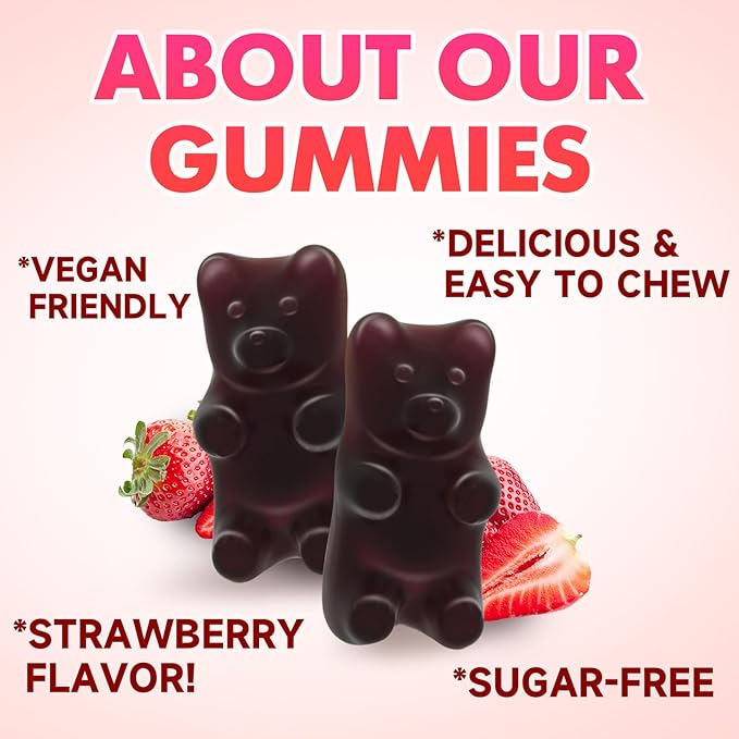 Shilajit Gummies for Men & Women, 1000MG Shilajit Supplement with 85+ Trace Minerals & Fulvic Acid for Energy, Immunity, Sugar-Free, Strawberry-60 Count