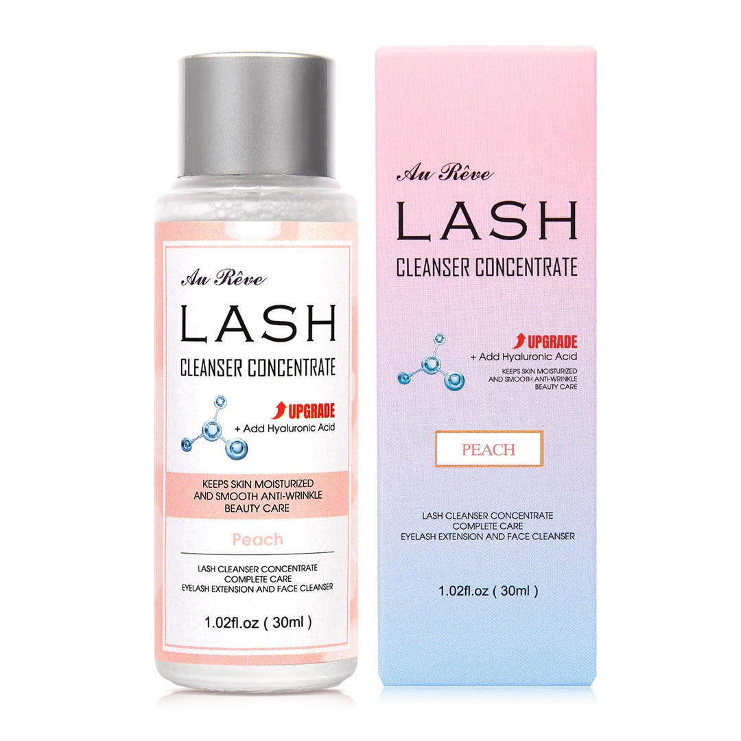 AuReve Lash Shampoo Concentrate 30ml Lash Cleanser Concentrate Add Hyaluronic Acid Oil-Free Lash Extension Shampoo Perfect for Salon，Peach