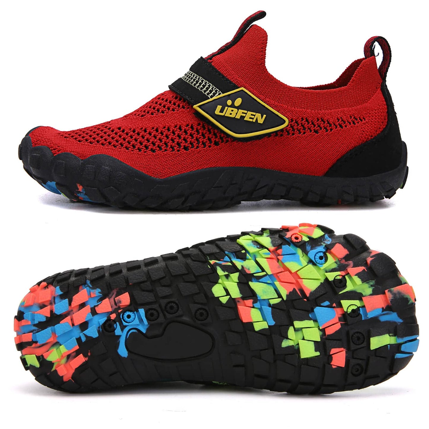 UBFEN Kids Water Shoes for Boys Girls Quick Dry Lightweight Aqua Socks for Toddlers Little Big Kid Barefoot Beach and Pool Sports Non-Slip Swim Shoes D Red 8 Toddler