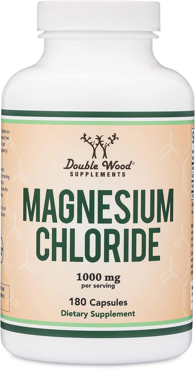 Magnesium Chloride (Cloruro De Magnesio) - 180 Capsules, 1,000mg Per Serving, Supports Digestive and Bone Health - Non-GMO and Gluten Free by Double Wood Supplements