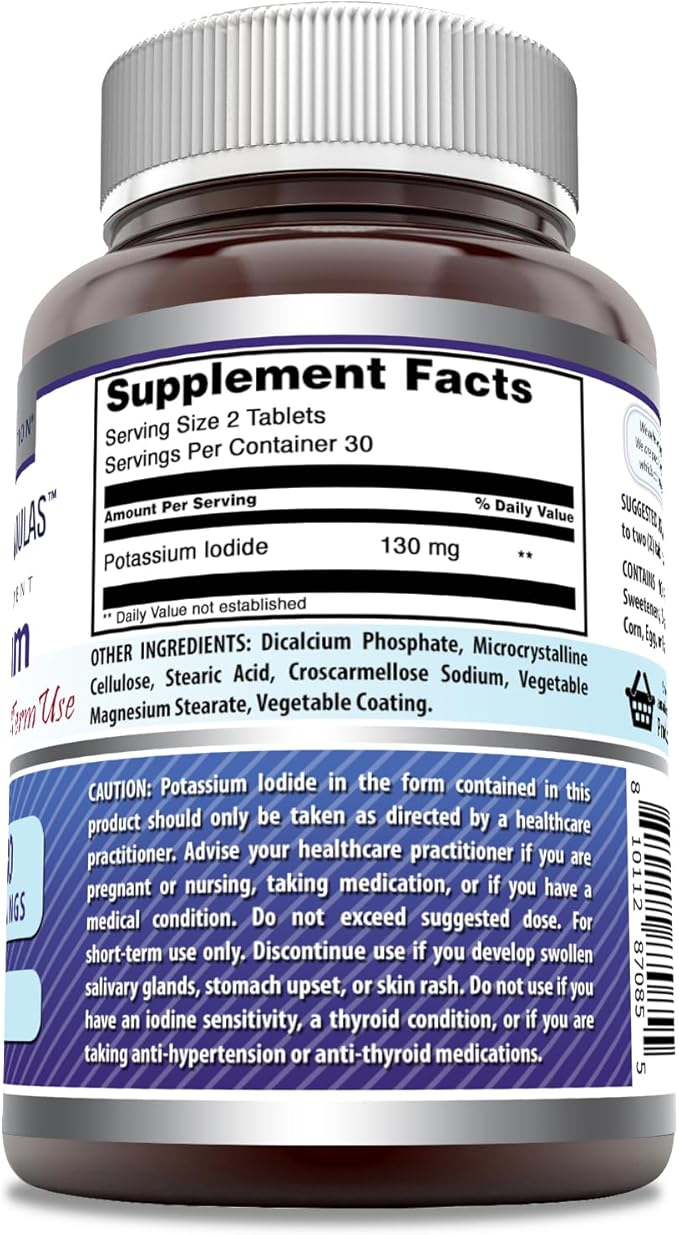 Amazing Formulas Potassium Iodide (for Short-Term Use) | 130 Mg per Serving | 60 Tablets | Non-GMO | Gluten-Free | Made in USA