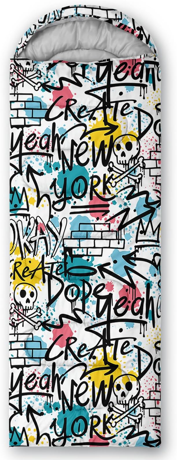 AILONEN Boys Sports Camping Sleeping Bags,Lightweight & Waterproof,3 Season Warm & Cool Weather,Black Player Basketball Sleeping Bags for Kids Adults,Travelling,Outdoors