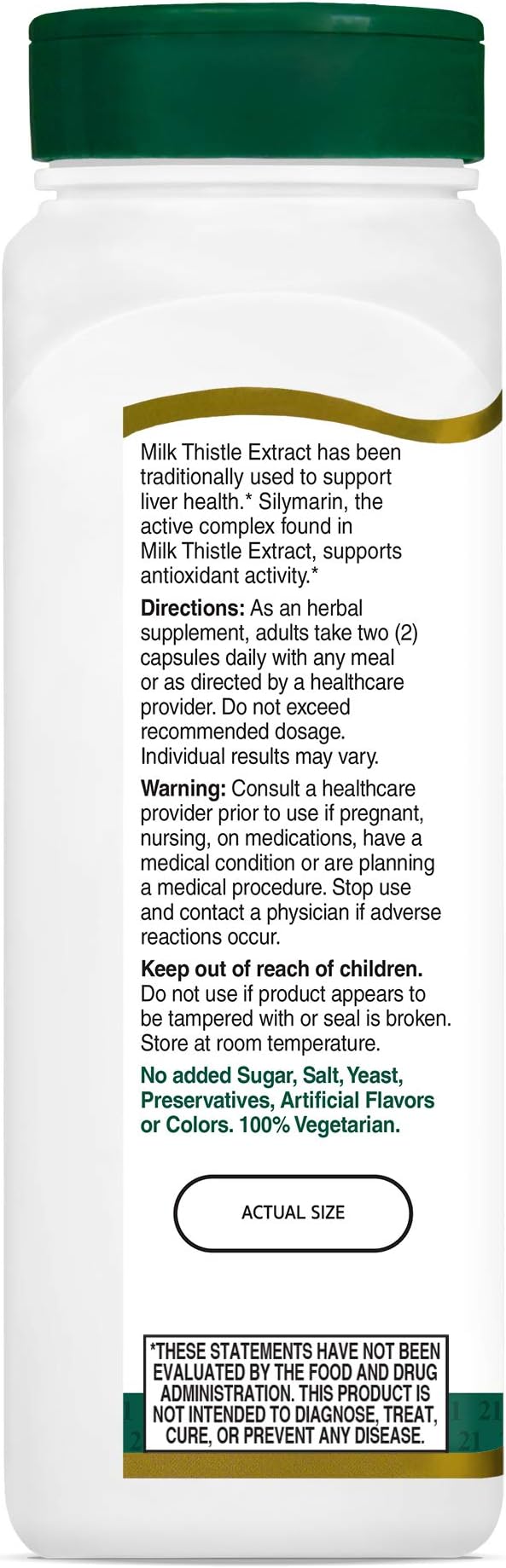 21st Century Milk Thistle Extract Veg Capsules, 200 Count