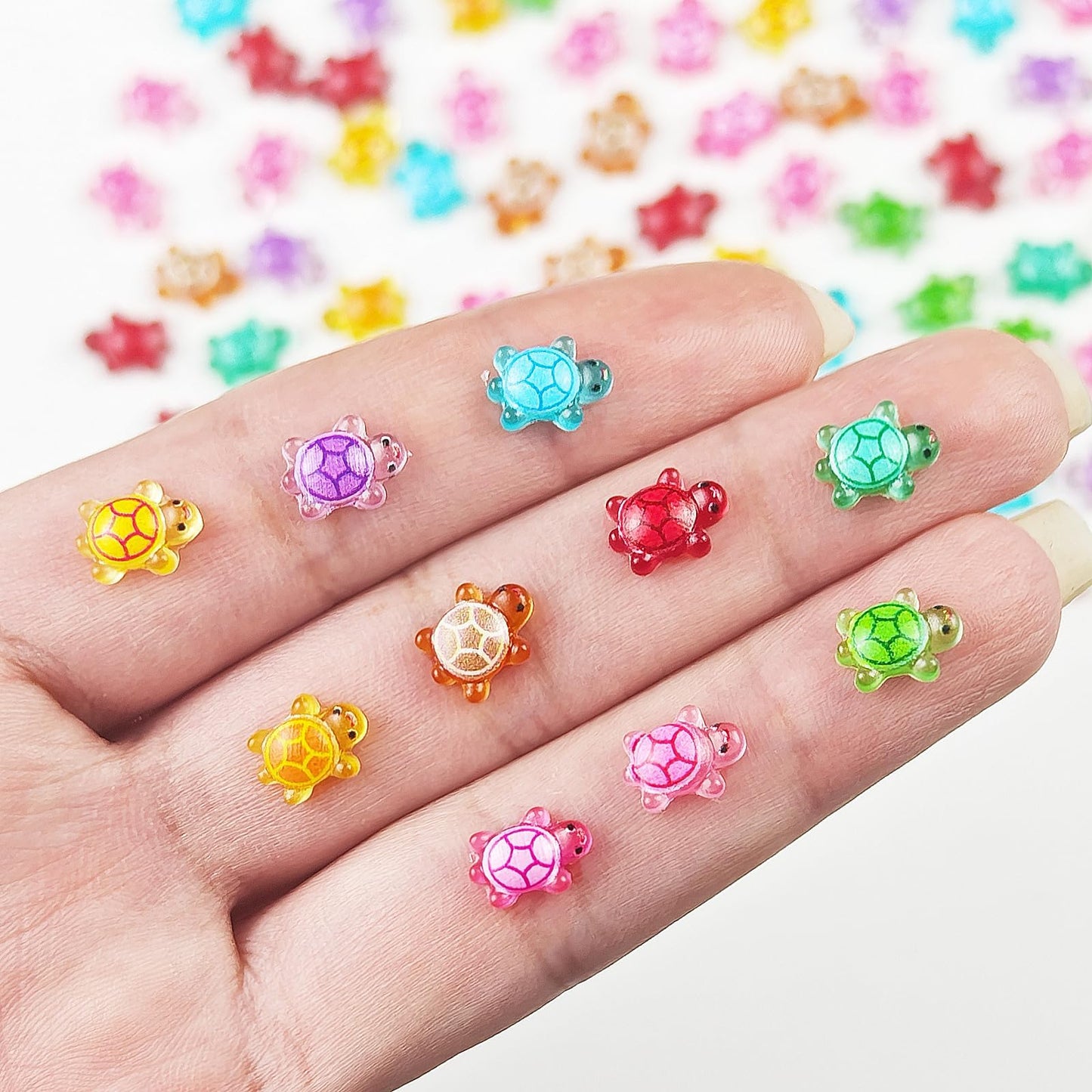 100 Pieces Tiny Turtles for Crafts Luminous Mini Resin Turtles Dollhouse Miniatures Mini Animals for Fairy Garden Micro Landscaping Decoration