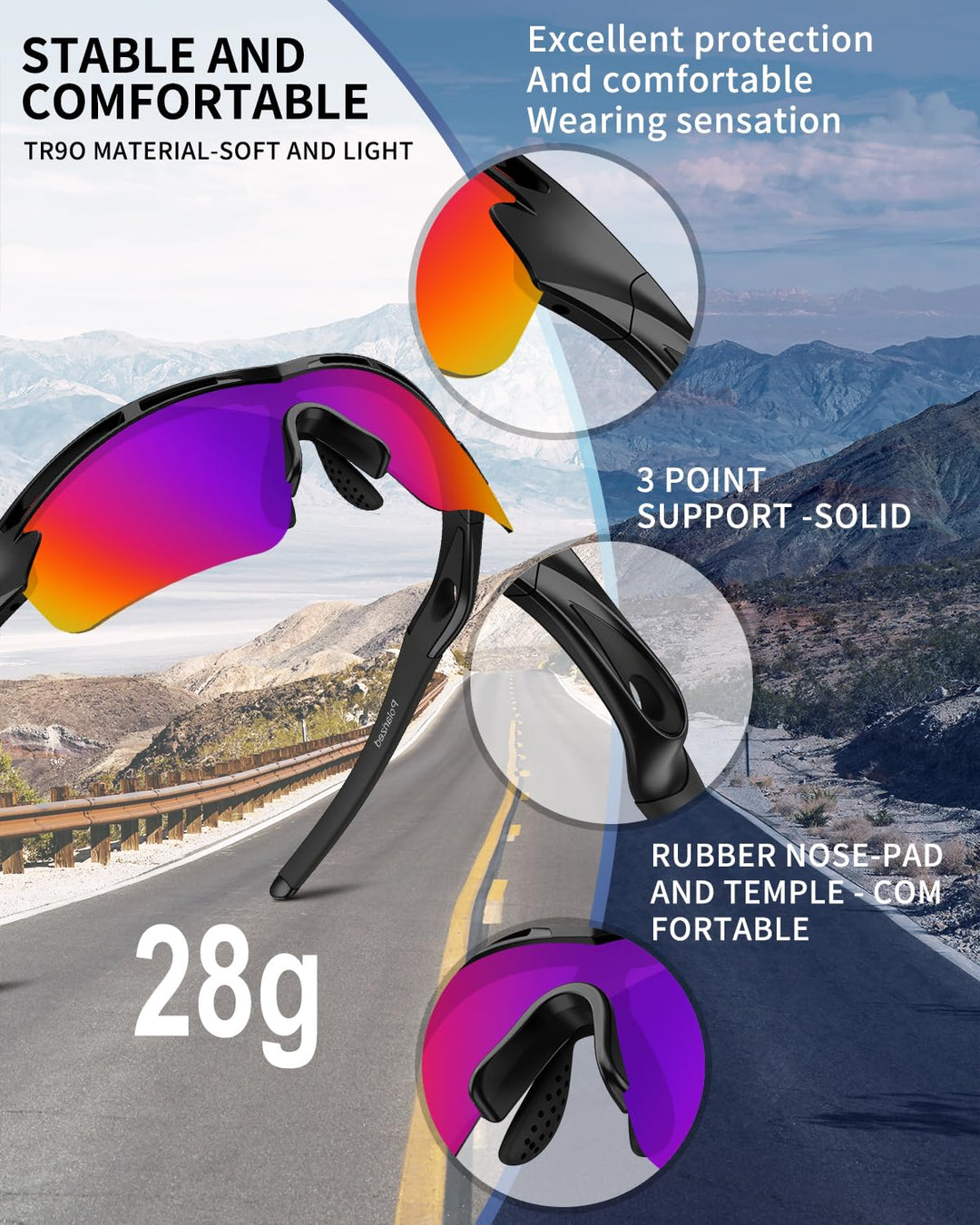 Polarized Sports Sunglasses for Men Women Youth Baseball Cycling Running Driving Fishing Tennis Golf Motor TAC UV400 TR90
