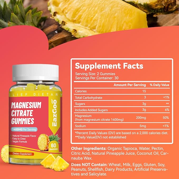 1400MG Magnesium Citrate Gummies, High Absorption Magnesium Gummies for Adults, Extra Strength Magnesium Gummy Supplement for Healthy Relaxation, Vegan, Non-GMO, 120 Gummies