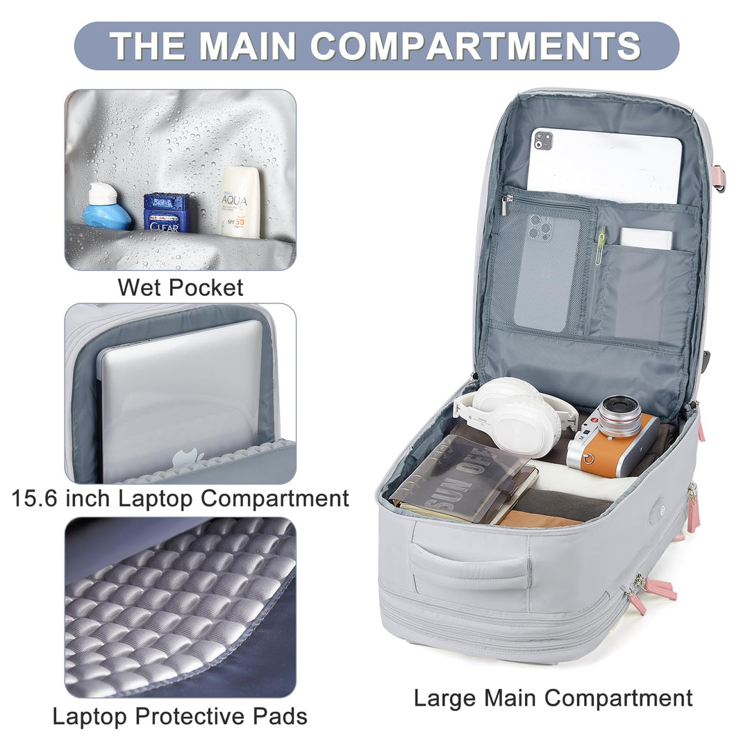 Extra Large Backpack For Traveling On Airplane Carry On Backpack For Women Men Airline Approved Personal Item Bag For Airlines Gym Bag For Women Men With Shoe Compartment Waterproof Hiking Backpack