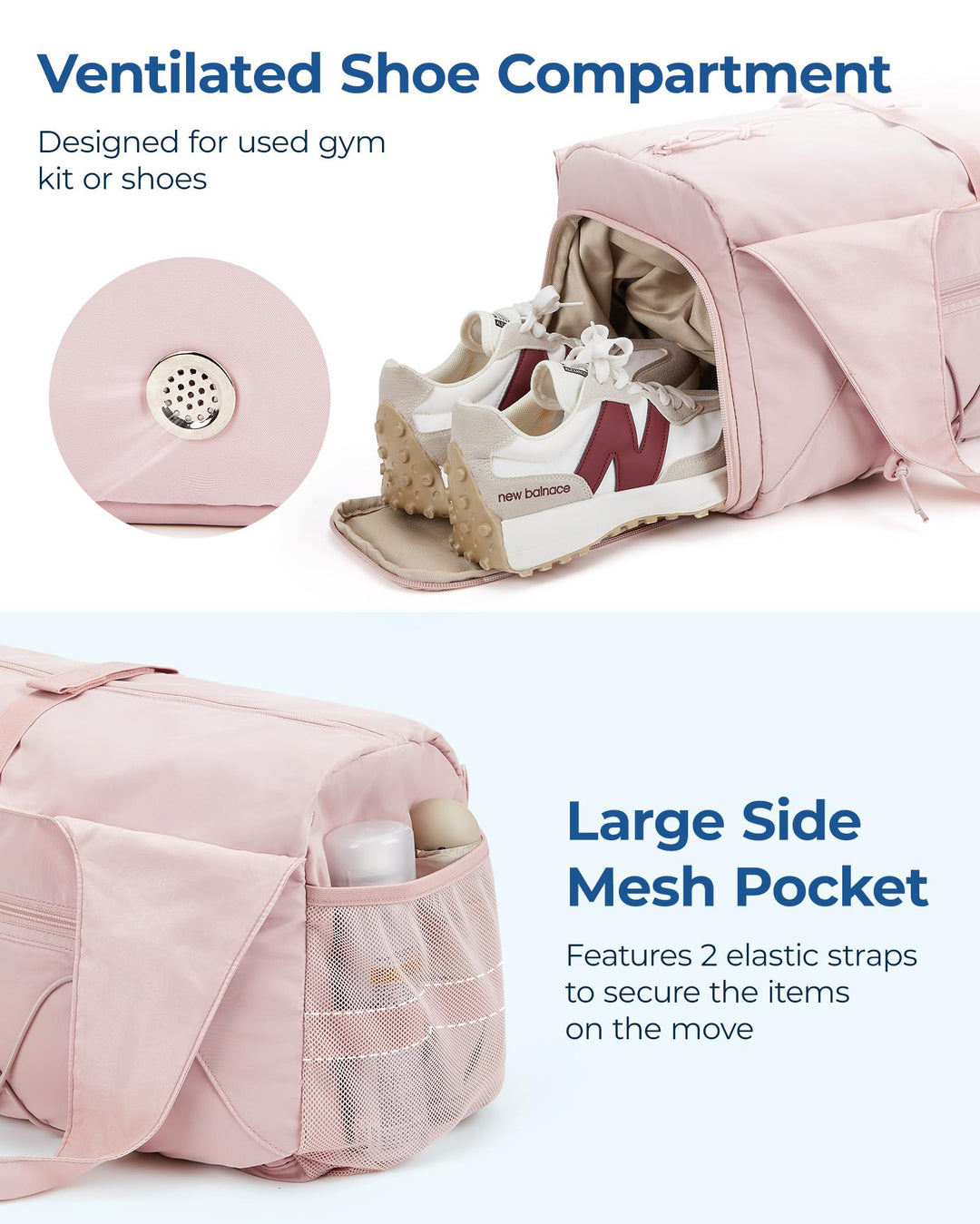 BAGSMART Gym Bag for Women, Lightweight Duffel Bag with Shoe Compartment, Weekender Bags with Wet Pocket, Workout Yoga Tote Bag for Women, Black