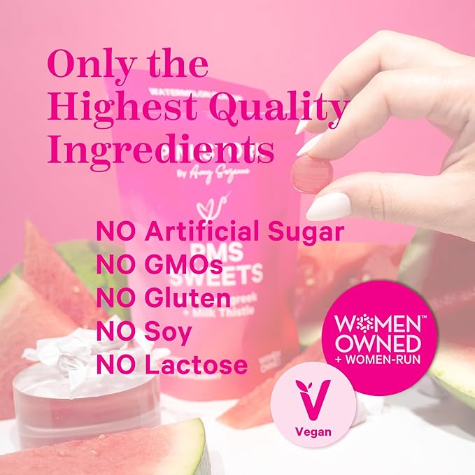Pink Stork Watermelon PMS Sweets for Teens and Women with Fenugreek & Milk Thistle, Simple & Natural Ingredients for Period Support, Digestion, Bloating, & Mood Support - 30 Drops