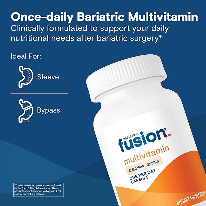 Bariatric Fusion One Per Day Bariatric Multivitamin with Iron | Easy to Swallow Capsule | Vitamin for Bariatric Surgery Patients | Gastric Bypass and Sleeve Gastrectomy | 90 Count | 3 Month Supply