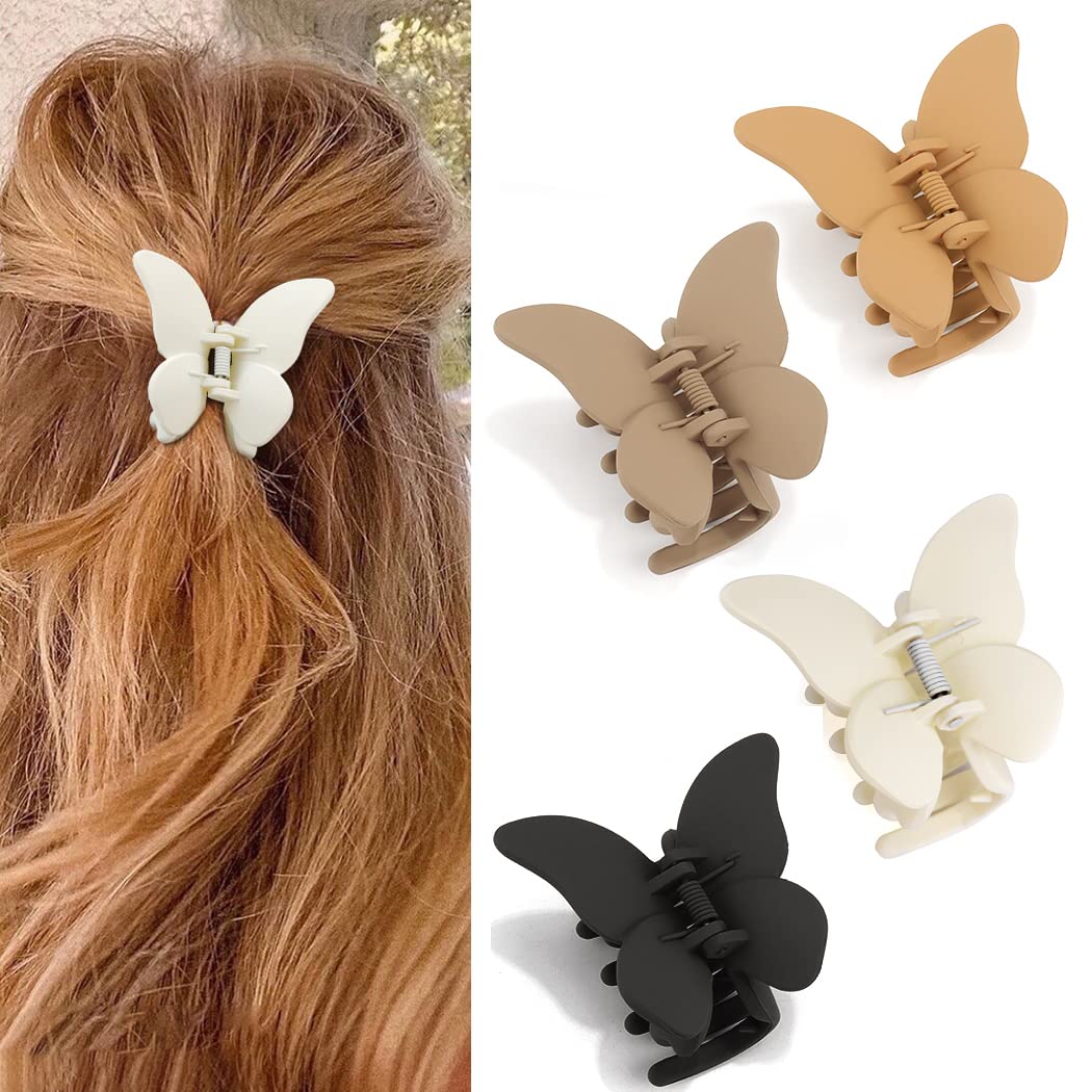 Canitor Butterfly Hair Clip, 4 Count 2.7'' Acrylic Hair Clips With Alloy Springs For Thick Hair, Small Hair Clips For Women, Gir