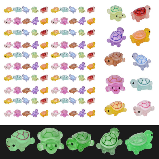 100 Pcs Resin Turtles, 10 Colors Mini Turtles Resin Animals Small Turtle Tortoise Toys Tiny Animals Tiny Turtle Ocean Animal Desk Ornament Mini Animal Figures Colorful Decorations 2.1x1.4 cm