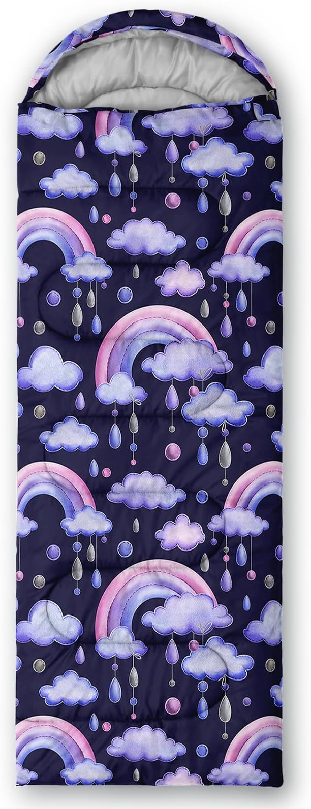 AILONEN Cartoon Fox Camping Sleeping Bag for Boys Girls Adults,Lightweight & Waterproof,3 Season Warm & Cold Weather,Portable,Kawaii Fox Printed Sleeping Bag,Traveling,Camping,Hiking