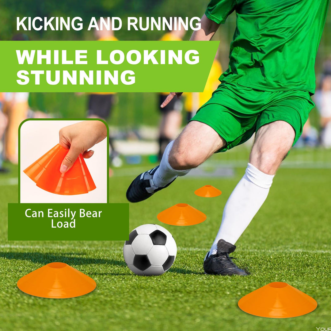 Ashsajkd(Set of 25 - Agility Soccer Cones with Carry Bag and for Football Cones for TrainingFootball, Basketball, Coaching, Agility Cones for Indoor and Outdoor Games (D-25 Pack Orange)