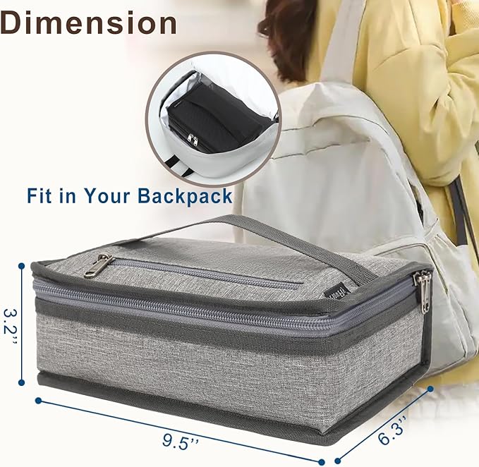 FlowFly Small Insulated Lunch box Portable Soft Bag Mini Cooler Thermal Meal Tote Kit with Handle for Work & School, Heather Grey