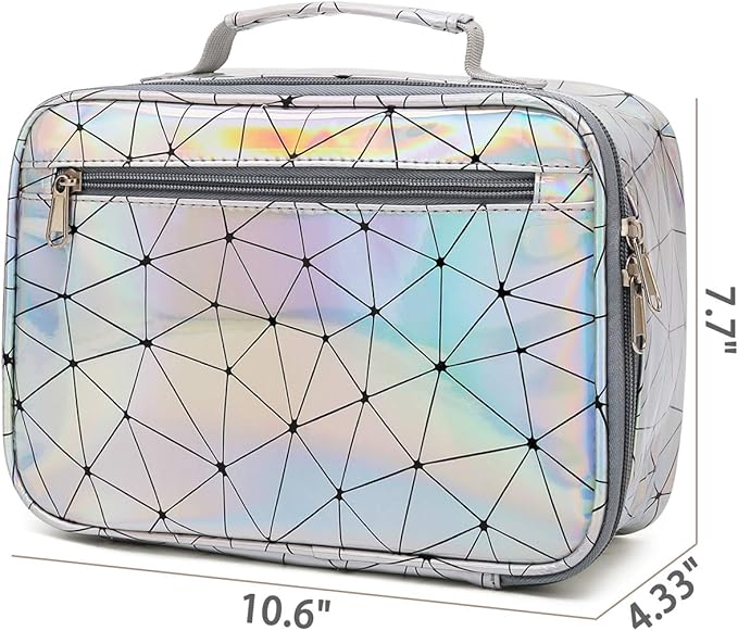 FlowFly Kids Lunch box Insulated Soft Bag Mini Cooler Back to School Thermal Meal Tote Kit for Girls, Boys, Lattice