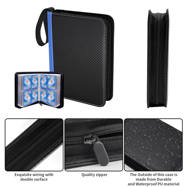 MaoKea Card Binder For Card 4-Pocket Sleeves with 440 Cards Holder,Game Collection Binder Card Holder Of Fit for TCGcard album,game card Yugioh Trading Sports Cards (Blue and black)