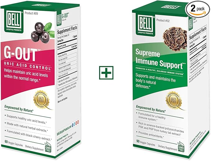 Bell Bundle – Supreme Immune Support & G-Out Uric Acid Cleanse– 25 Years Around The World, Sold Directly by The Manufacturer