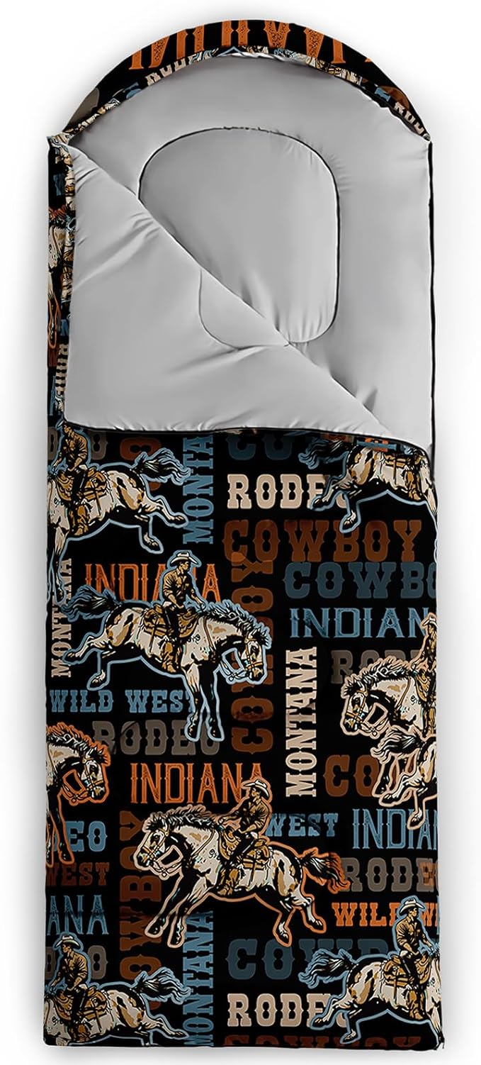 AILONEN Cartoon Fox Camping Sleeping Bag for Boys Girls Adults,Lightweight & Waterproof,3 Season Warm & Cold Weather,Portable,Kawaii Fox Printed Sleeping Bag,Traveling,Camping,Hiking