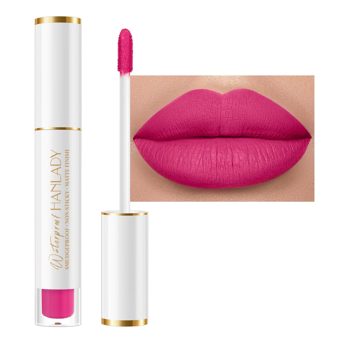 HANLADY Bright Pink Lipstick Long Lasting Lipsticks for Women Pigmented Smudgeproof Transferproof Vegan Cruelty Free Lip Makeup, A44 Hate Wave