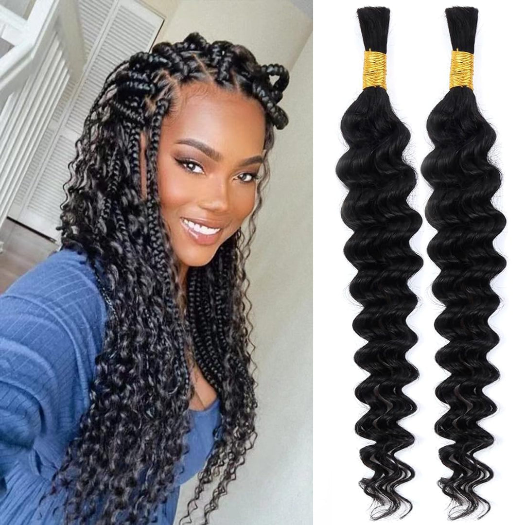 Selina Human Braiding Hair 2 Bundle Loose Deep Human Hair Bulk Micro Braiding Hair Human Hair Deep Wave Bulk Human Hair For Braiding Natural Black Color (100g Loose Deep, 22inch)