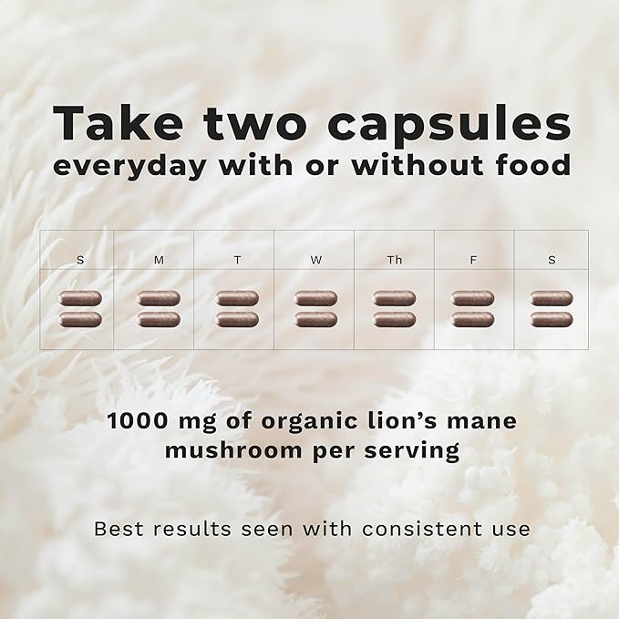 LifeSeasons Essentials Lion's Mane Mushroom - Support Healthy Brain Function & Emotional Balance - Stimulate Nerve & Brain Cell Growth - Mood Enhancer - 1000mg per Serving - 60 Capsules