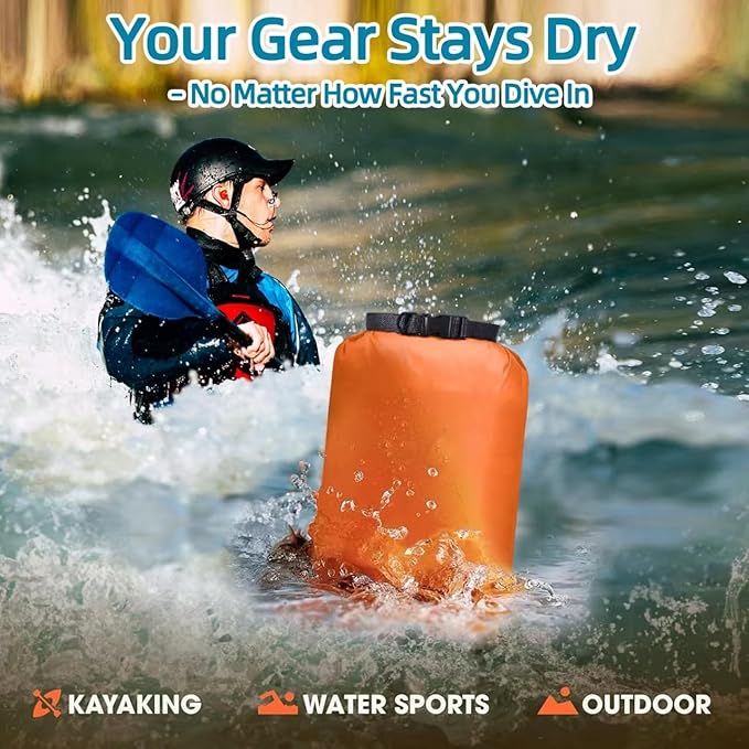 6 Pcs Dry Bags Waterproof，Lightweight dry bags for kayaking waterproof，Multi-Size Outdoor dry sack Waterproof Bag for Boating, Beach, Hiking（3L,5L,8L,12L,15L,25L）