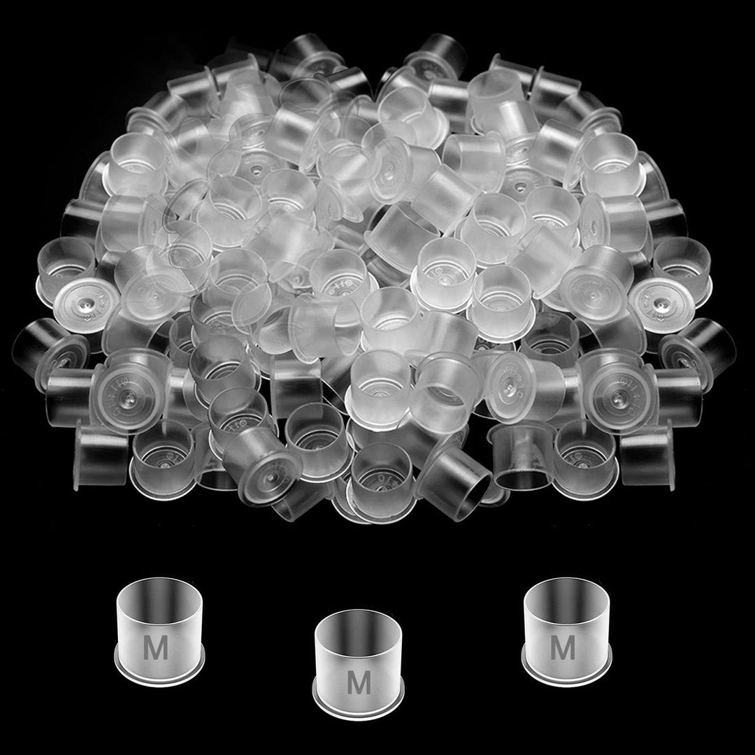 SOTICA 500PCS Tattoo Ink Caps, Tattoo Ink Cups Mixed Disposable Tattoo Cups Plastic Microblading Ink Cups with Base for Tattoo Supplies Tattoo Ink Tattoo Kits Eyebrow Microblading Tools (500pcs Mixed)