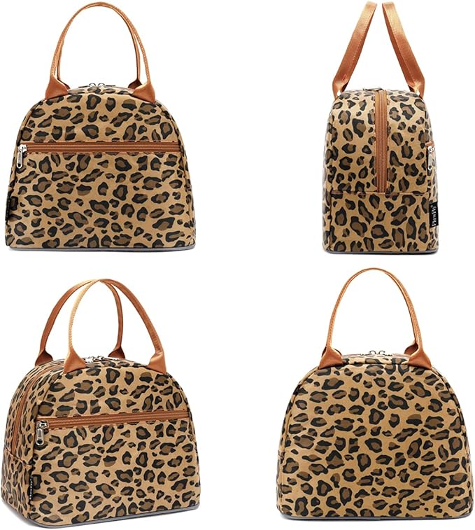 FlowFly Leopard Insulated Lunch Cooler Bag - Tote Organizer for Women/Men