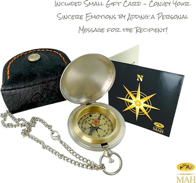 Backpacking Navigation Handmade Brass Personalize Compass for Best Man Get Well Hiking Camping Hunting Trekking Sailing Adventure Travelling Graduation Day Birthday Gifts for Son Back to School