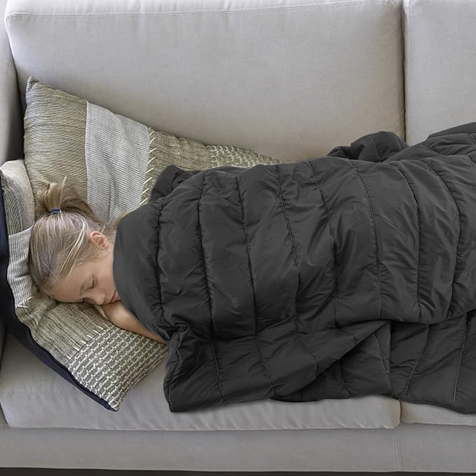 Gold Armour Camping Blanket - Puffy, Packable, Lightweight & Compact Insulated Camping Quilt for Outdoor - Backpacking, Beach, Stadium, Camp, Travel and Hiking Gear Essentials (Black)