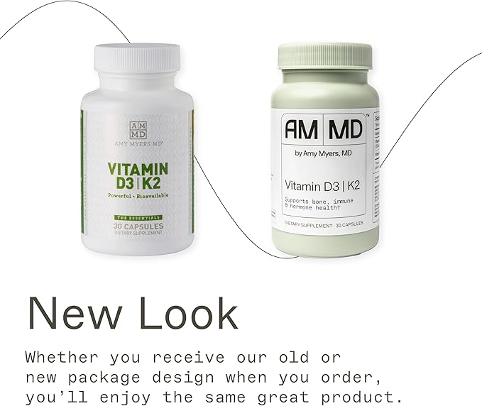 Amy Myers MD Vitamin D3 K2 10000 IU - Vitamin K2 MK-7 45 Mcg - Supports Immune Function, Energy Levels & Positive Mood - for Calcium Absorption, Bone & Heart Health - Non-GMO 30 Caps