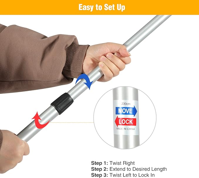 REDCAMP Aluminum Adjustable Camping Tarp Poles, Set of 2, 90" Telescoping Lightweight Tent Poles for Shelter, Hammock Rain Fly, Awning