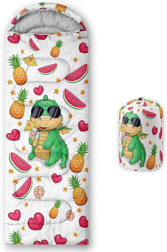 AILONEN Cartoon Fox Camping Sleeping Bag for Boys Girls Adults,Lightweight & Waterproof,3 Season Warm & Cold Weather,Portable,Kawaii Fox Printed Sleeping Bag,Traveling,Camping,Hiking