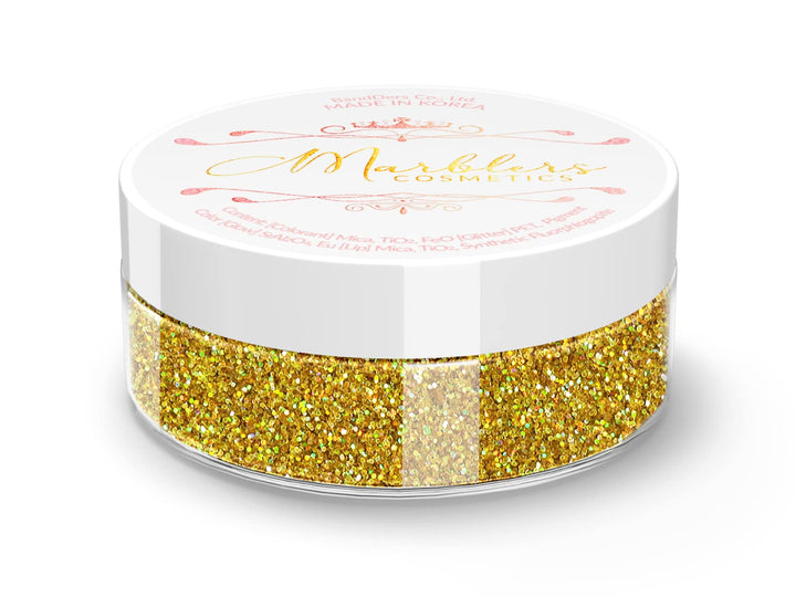 MARBLERS Holographic Face & Body Glitter [Holo 24K Gold] 0.18oz (5g) | Fine | Non-Toxic | Vegan | Cruelty-Free | Ethically Sourced | Festival Makeup | Eye, Hair, Nail, Eyeshadow | Cosmetic Grade