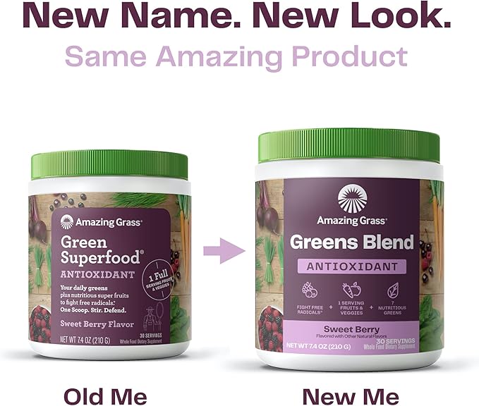 Amazing Grass Greens Blend Antioxidant: Super Greens Powder Smoothie Mix with Organic Spirulina & Greens Blend Superfood for Immune Support: Super Greens Powder Smoothie Mix with Vitamin C