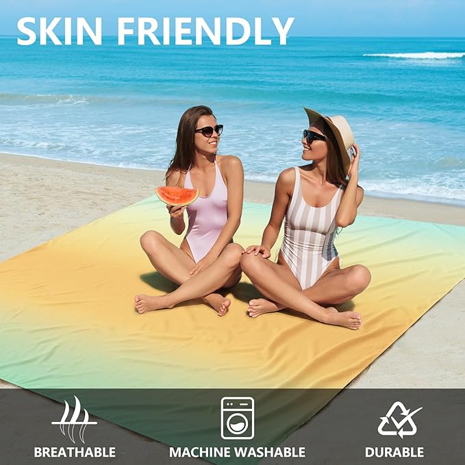 Beach Blanket Waterproof Sandproof Beach Mat 79" X 83" /10'x9'for 2-8 Adults Quick Drying Outdoor Picnic Mat Beach Accessories for Travel, Camping, Hiking