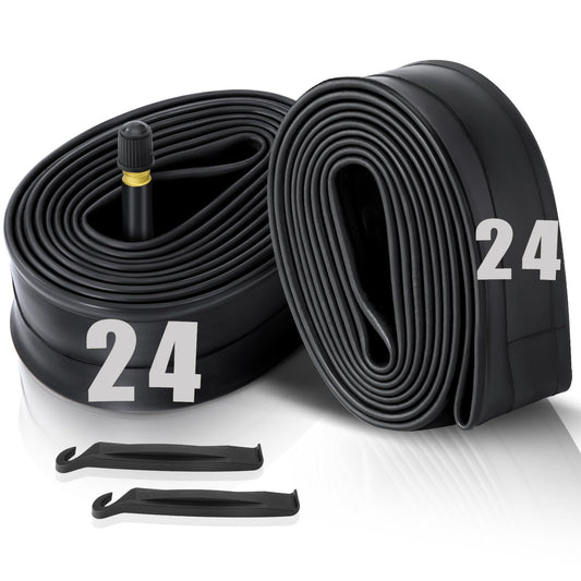 2-Pack Bike Inner Tube for 24 X 1.75/1.95/2.10/2.125", Premium 24x1.95 Bicycle Tube with 32 mm Schrader Valve 2PCS Levers, 24x2.125 Tube Compatible with Road/MTB/Kids Bike by Hydencamm (2 of One Size)