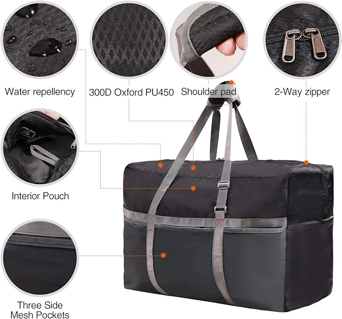 REDCAMP Foldable Travel Bag, Large Sports Bag, 75L/96L/100L, Lightweight Waterproof Tote Bag