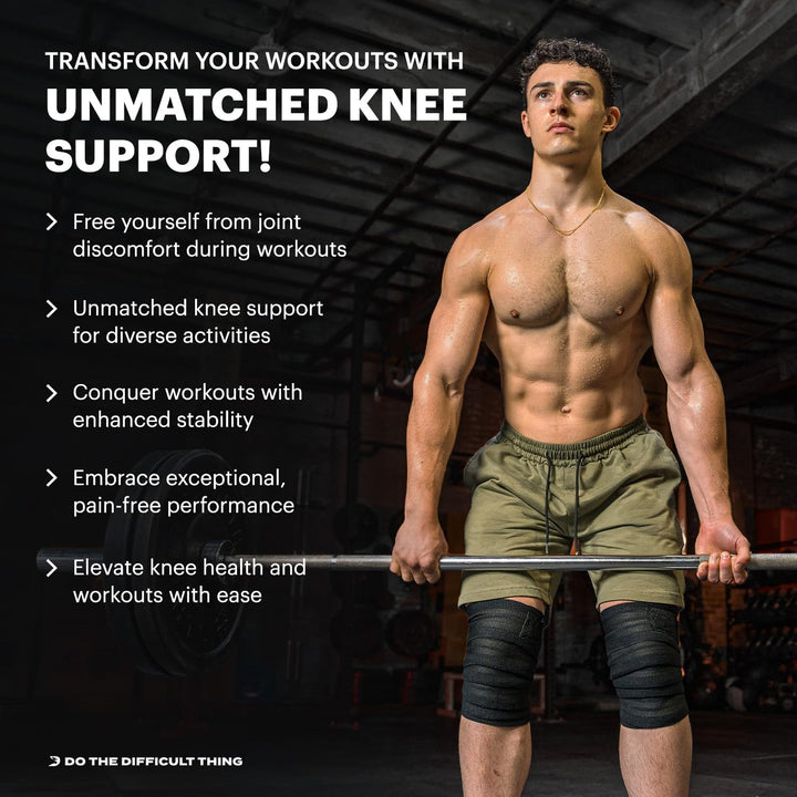DMoose Knee Wraps for Weightlifting - 78" Length Heavy Duty Knee Straps Pair - Avoid Knee Injury - Provides Joint Stability I Cross Training & WODs I Compression & Elastic Support