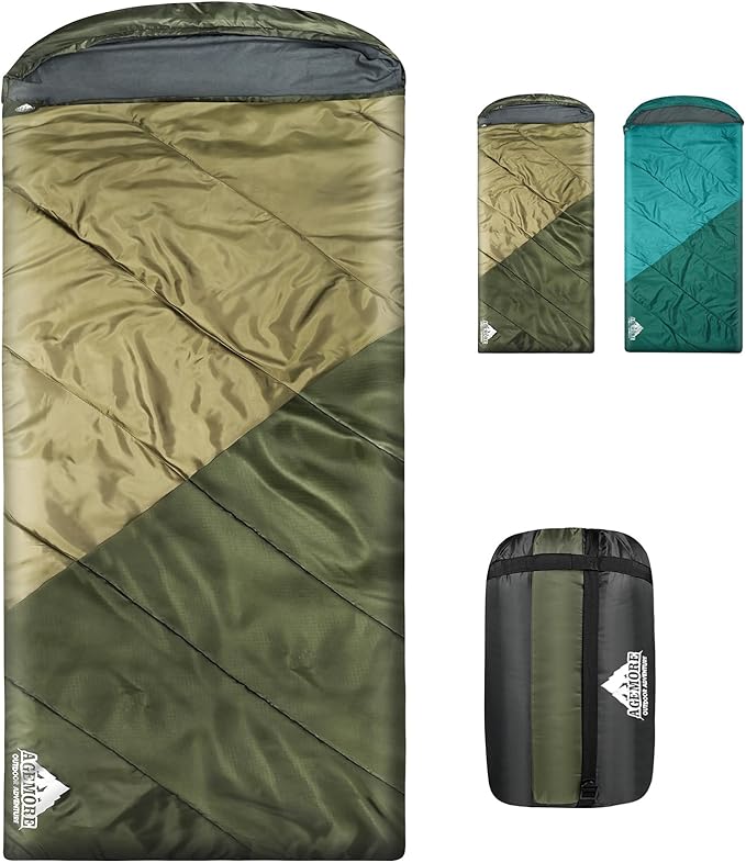 AGEMORE Sleeping Bag for Adults, Double and Single Size, Lightweight Portable Camping Sleeping Bag with Draft Tubes, Fit for Warm & Cold Weather Camping Hiking Backpacking Or Traveling