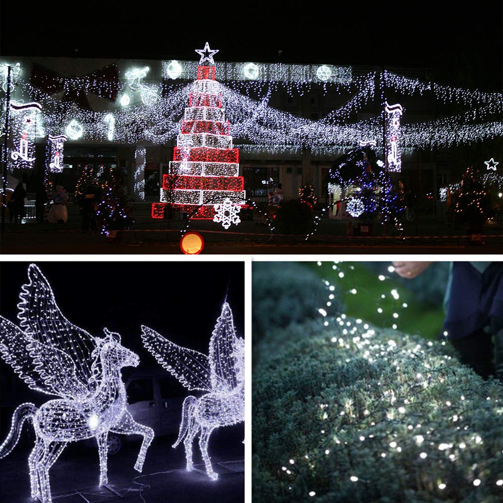 cshare Solar String Lights, 50 LEDs 2 Pack Powered Fairy Lights Outdoor 8 Modes 33 FT Solar Garden Lights,Waterproof for Yard,Pathway,Christmas Tree, Home, Wedding, Party Decorations(Cool White)