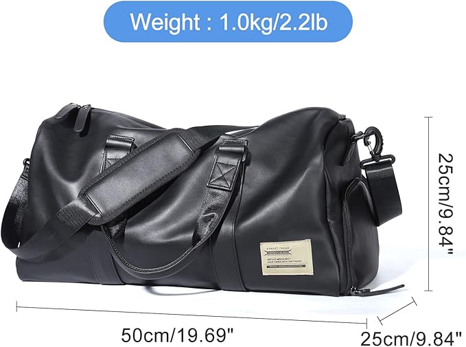 Sports Gym Tote Bag for Men & Women - Travel Duffel with Shoes Compartment & Wet Pocket, Shoulder Weekender Overnight Bag, Black