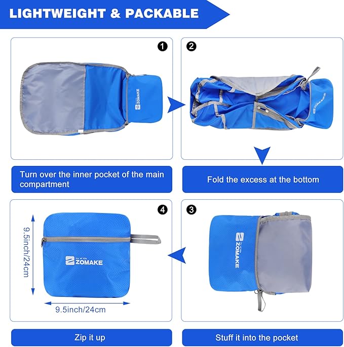 ZOMAKE Lightweight Packable Backpack 35L, Foldable Backpacks Water Resistant Collapsible Light Daypack for Hiking
