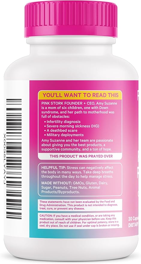 Pink Stork Fertility Support Probiotics for Women with Ashwagandha for Vaginal Health, Conception, pH Balance, Hormone Balance, and Gut Flora, Fertility Supplements for Women, 30 Capsules