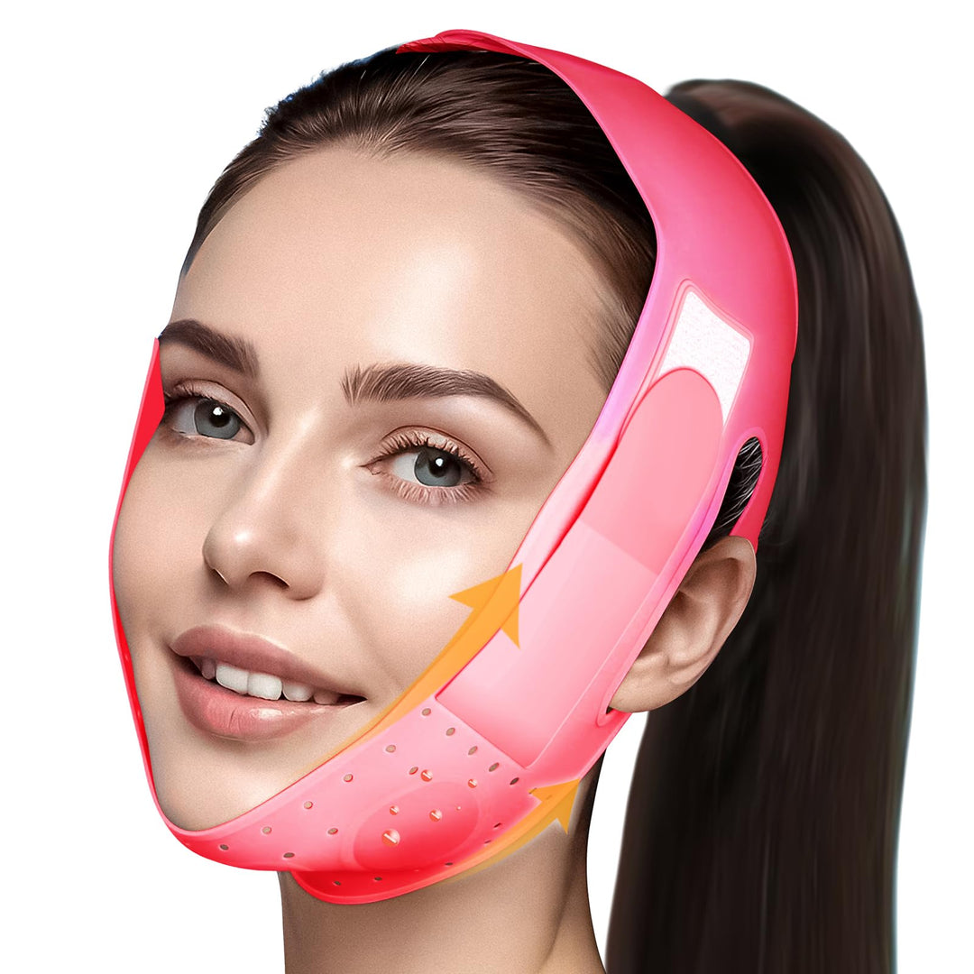 Reusable V Line Silicone Face Strap, Soft Silicone Chin Strap for Women 23-27 Inches (powdered)